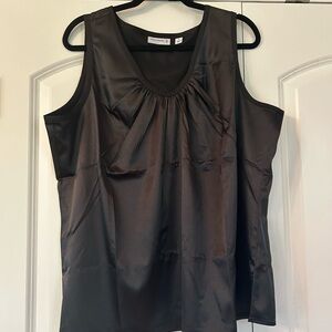 NWOT SUSAN GRAVER Sz 1X Black Satin Tank Top Camisole Stretch Sleeveless Elegant
